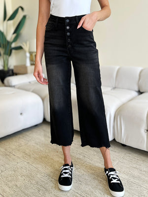 Judy Blue High Rise Button Fly Jeans in Black