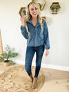 Make It Happen Corduroy Military Jacket in Dusty Blue