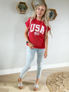 Party in the USA Solid Ribbed Top in Red