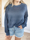 Tough Girl Long Sleeve Solid Knit in Denim