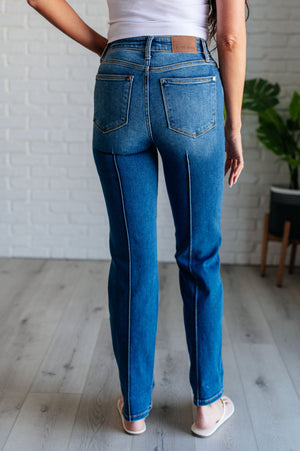 Judy Blue High Rise Center Seam Detail Straight Jeans