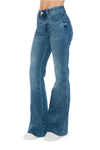 Judy Blue Mid Rise Tummy Control Cut Hem Flare Jeans