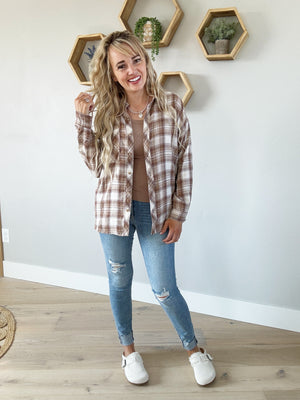 Challenge Oversized Flannel in Mocha