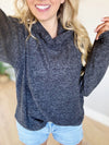 This Much Is True Hooded Brushed Melange Hacci Sweater in Black (SALE)