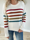 Paradise Sweater in Ivory and Multi Stripes