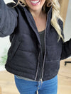 Wherever You Go Corduroy Puffer Jacket in Black