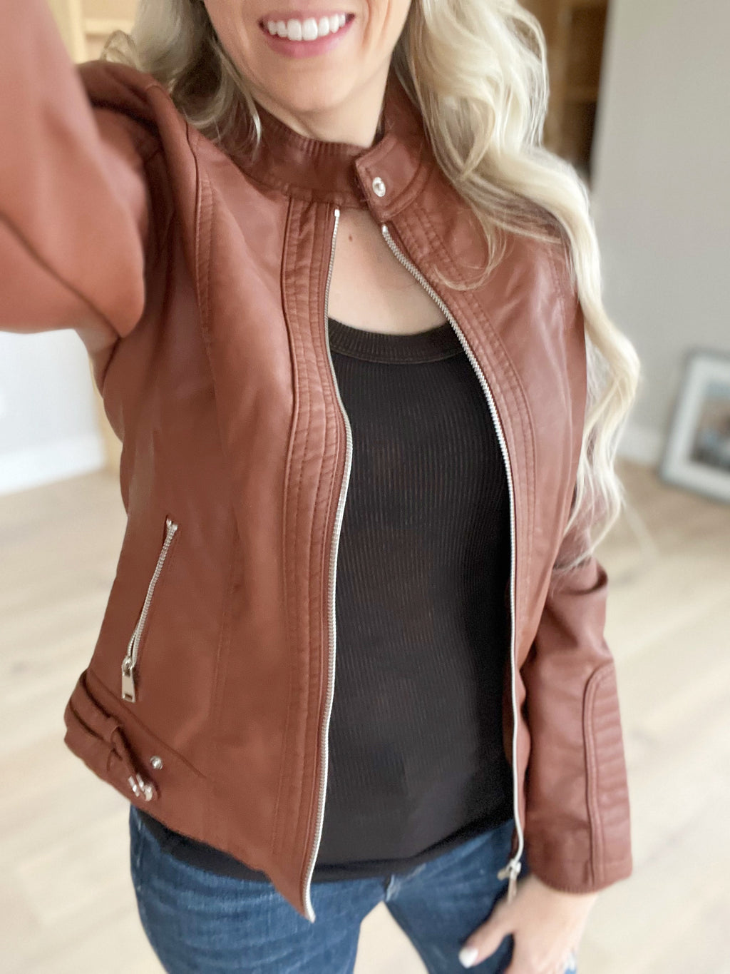 So Chic Faux Leather Biker Jacket