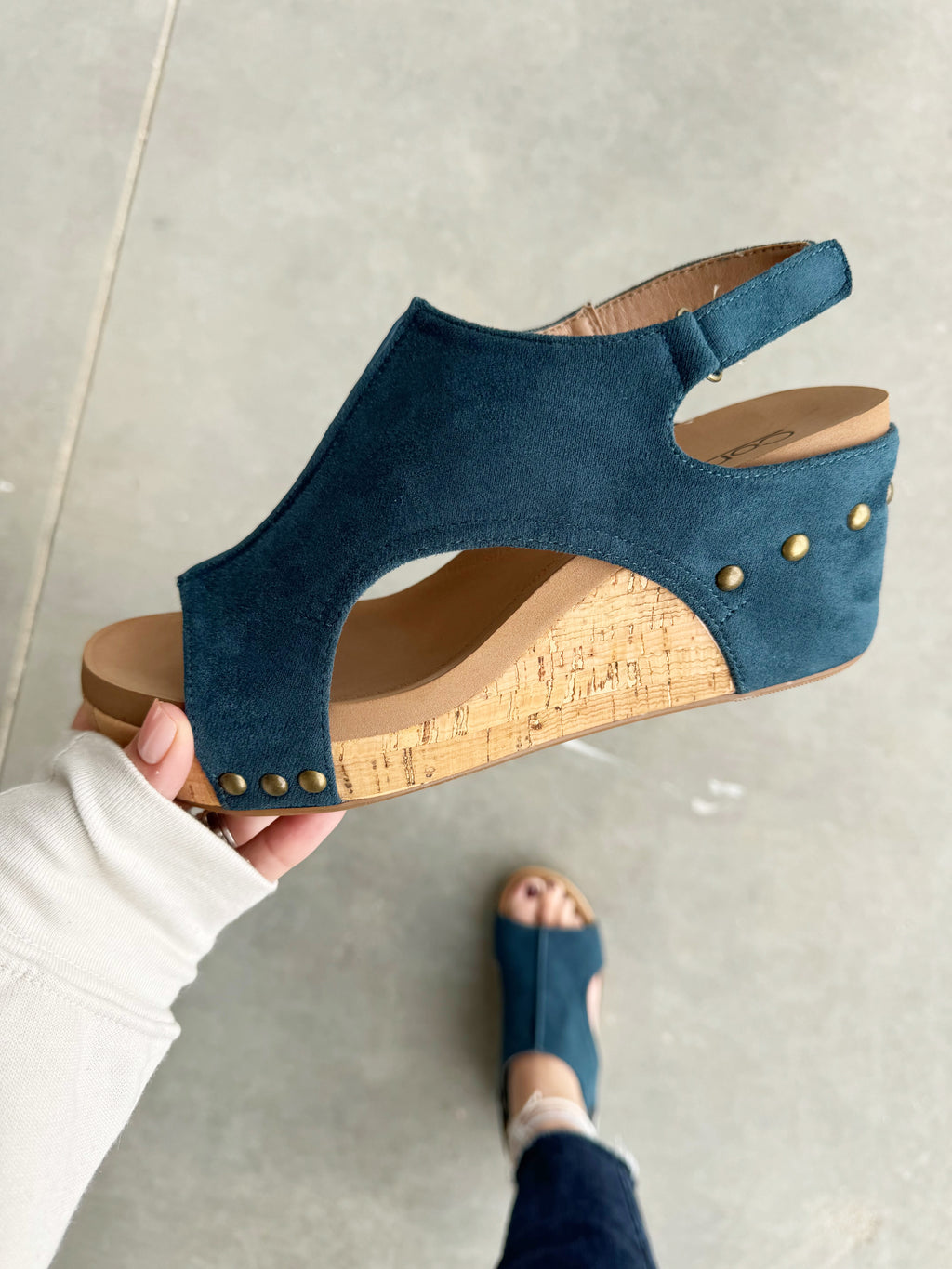 Corky’s Carley Faux Suede Sandals in Teal