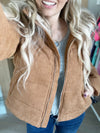 Wherever You Go Corduroy Puffer Jacket in Camel (SALE)