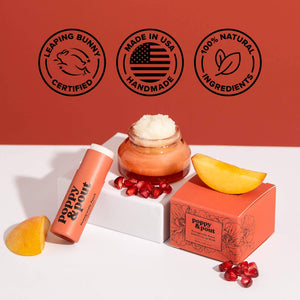 Poppy & Pout Lip Balm, Pomegranate Peach