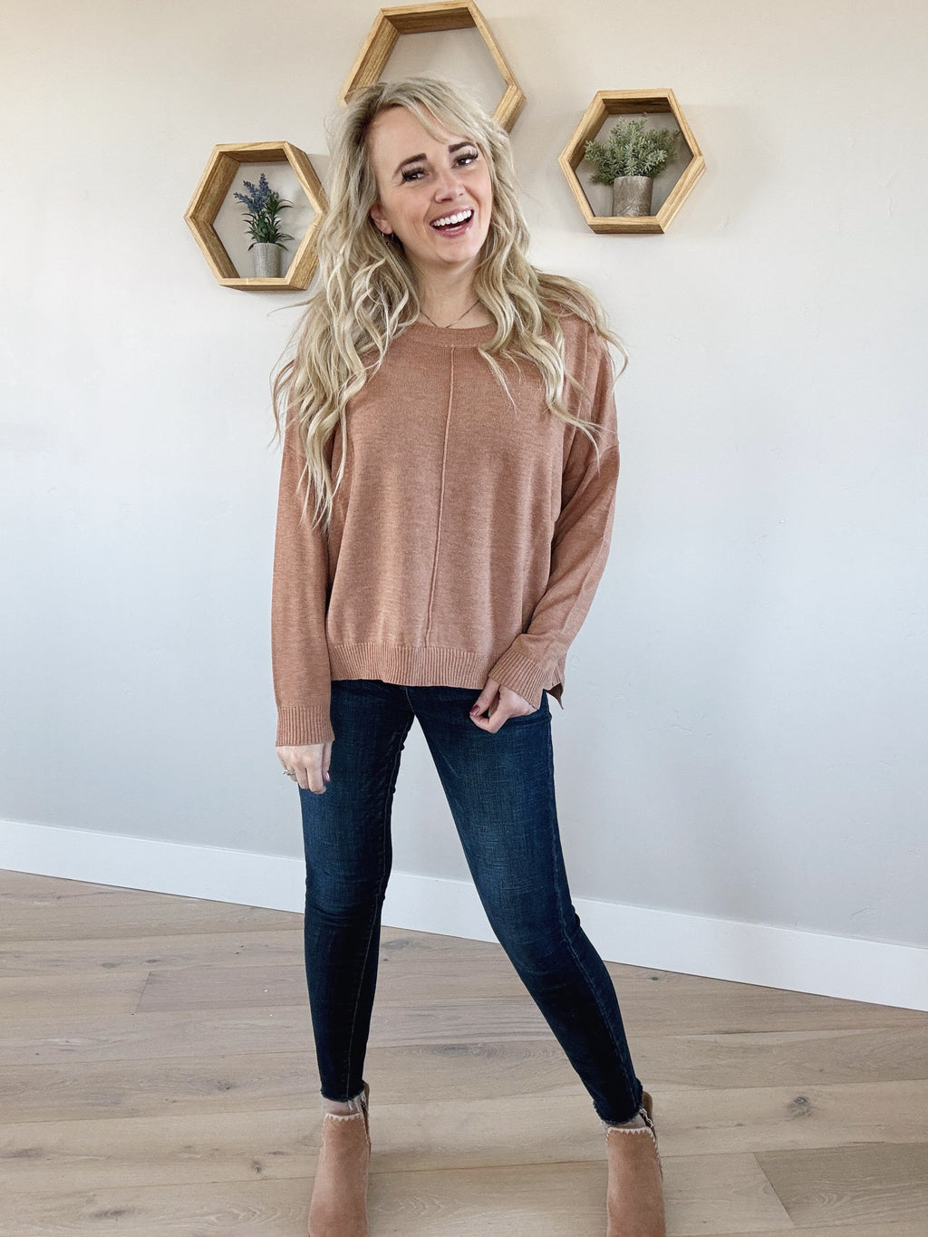 In The End Drop Shoulder Sweater in Sienna