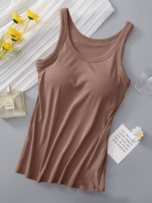 Round Neck Tank With Built in Lift Bra (Multiple Colors) (Pink Label)