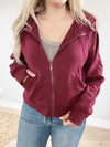 Overtime French Terry Full-Zip Hoodie in Burgundy