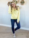 Happy Days High Neck Half-Zip Sweatshirt in Creamy Yellow