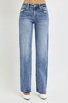 Risen High Rise Straight Leg Jeans with Pockets