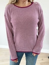 See You Around Striped Sweater in Dark Magenta