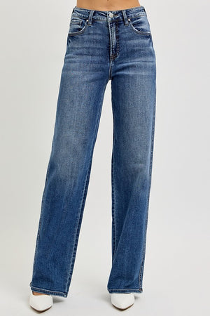 Risen Going Far Tummy Control High Rise Wide Leg Jeans