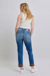 Judy Blue Plaid Cuffed Straight Leg Jeans