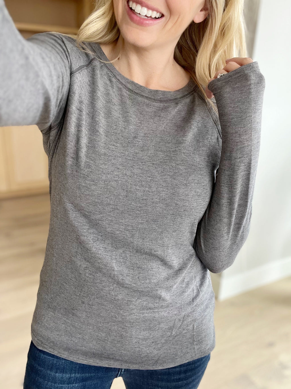 Between Us Crew Neck Long Sleeve in Gray (SALE)