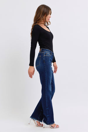 Judy Blue Raw Hem Straight Leg Jeans