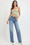 Risen High Rise Straight Leg Jeans with Pockets