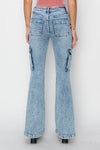 Risen High Rise Cargo Flare Jeans