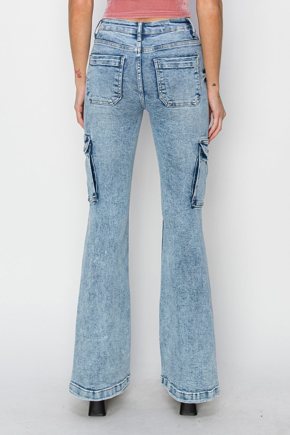 Risen High Rise Cargo Flare Jeans