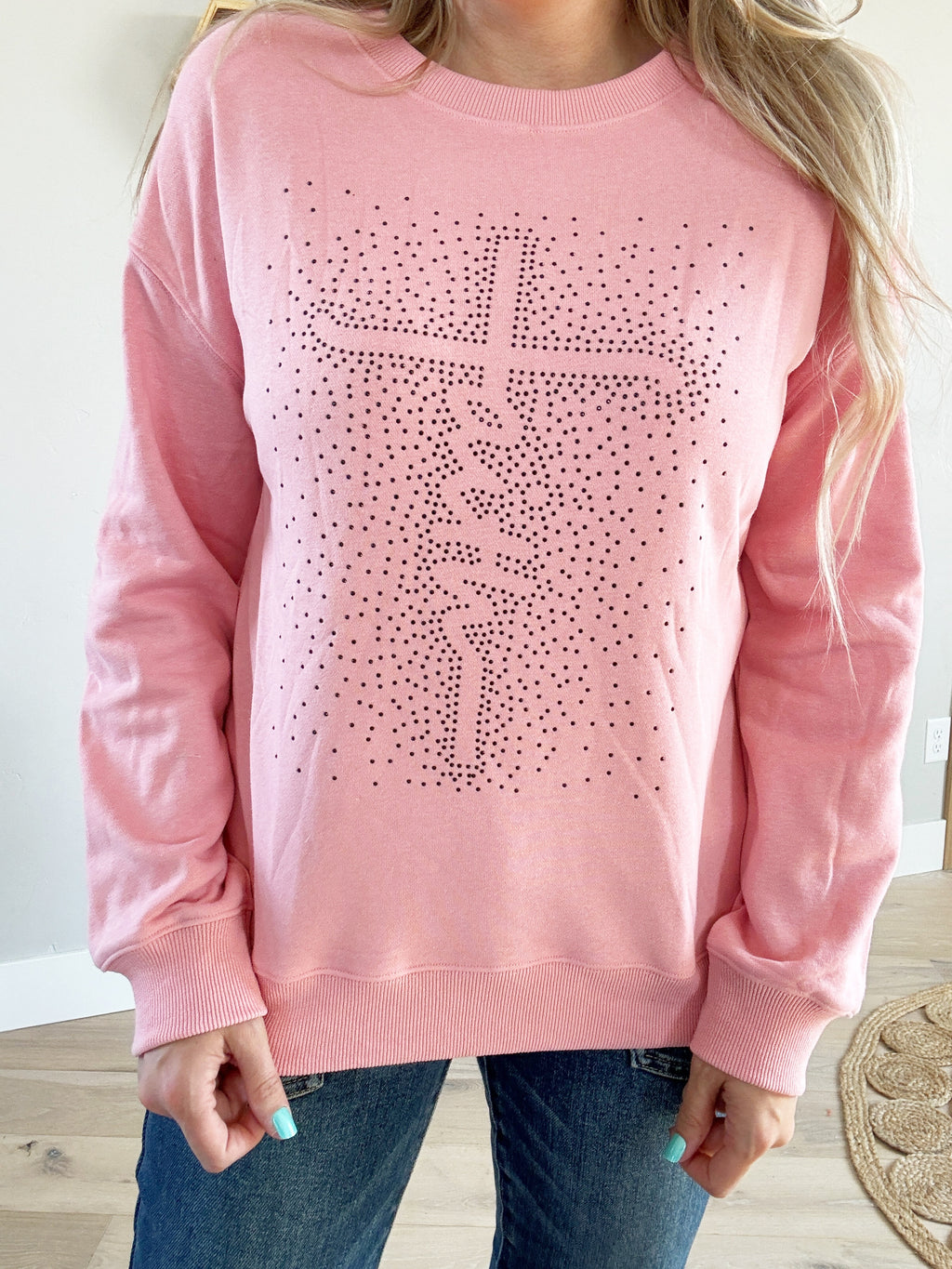 Faith Rhinestone Detailed Sweatshirt (Pink Label)