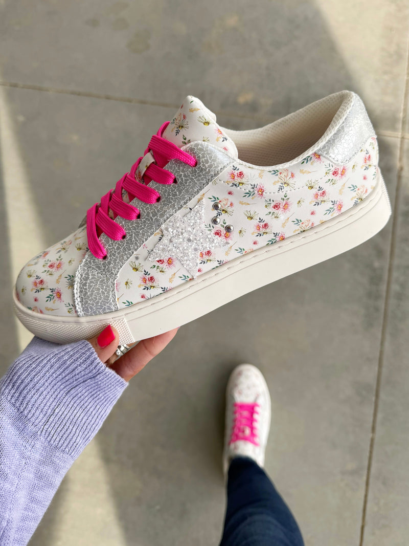 Corky's White Floral Sneaker