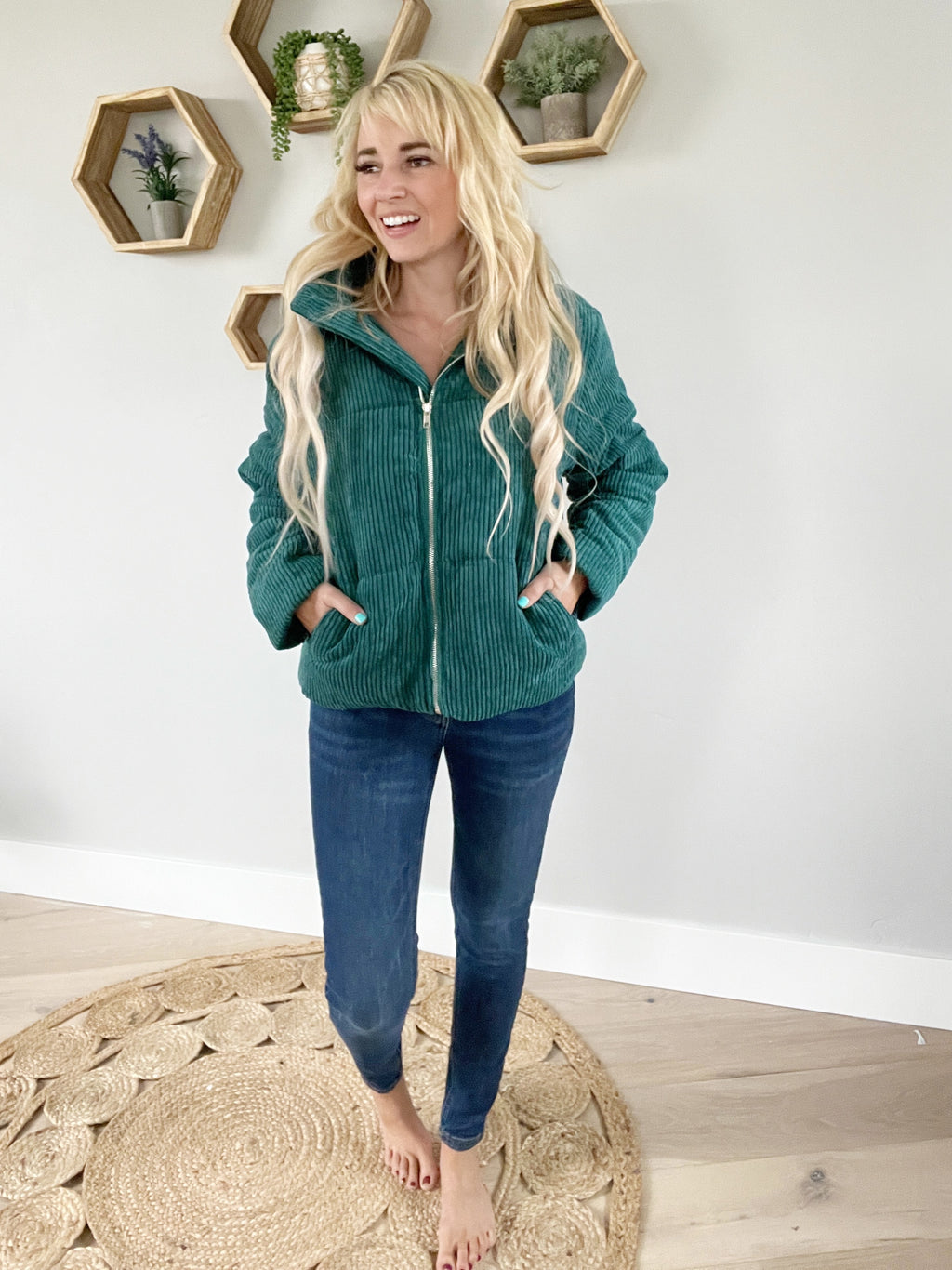 No Worries Puffer Jacket in Hunter Green (SALE)