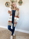 Desert Girl Striped Sweater Cardigan in Camel