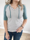 Best Options Striped Hoodie in Ivory and Olive