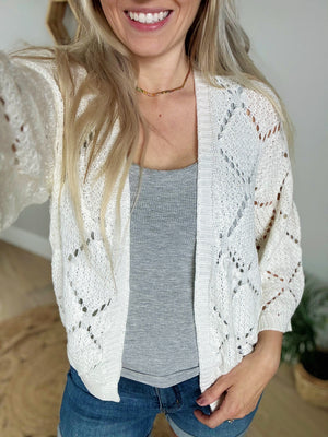 Classy Crochet Cardigan in Ivory