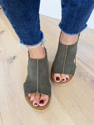 Corky's Carley Too Sandals in Khaki Corduroy