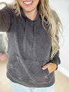 More Than Okay Lux Fleece Stone Wash Hoodie in Black