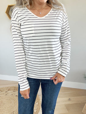 Feeling Free Striped Long Sleeve Top (Pink Label)