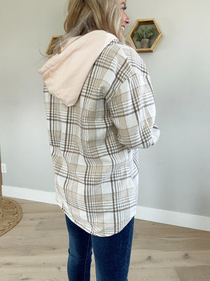 Take My Place Plaid Hooded Shacket (Pink Label)