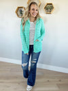 Made You Look Crochet Hoodie Cardigan in Mint