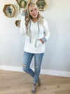 Won't Back Down Blanket Stitch Hooded Sweater in Ivory