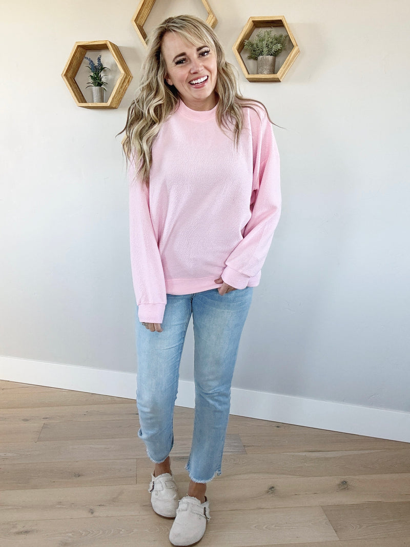 Basic Girl Round Neck Long Sleeve in Ballet