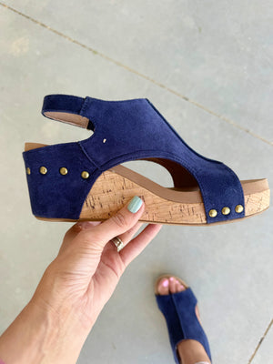 Corky’s Carley Sandals in Navy Faux Suede