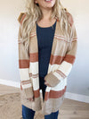 Desert Girl Striped Sweater Cardigan in Camel