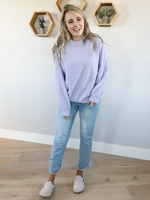 Basic Girl Round Neck Long Sleeve in Lavender