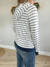 Showoff Striped Hooded Top in Navy