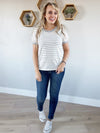 Fashion Forward Dotted Striped Top in Ivory and Black