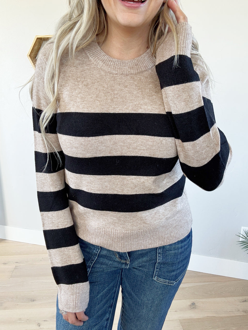 The Taylor Sweater in Taupe and Black