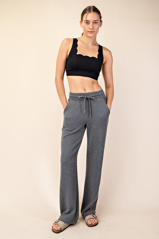 Bitter Sweet Scuba Straight Pant in Heather Charcoal