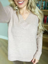 Skip to the Good Part V-Neck Sweater in Light Mocha