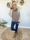 Isn't It Magic Color Block Top in Mocha and Taupe