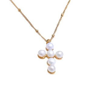 Olivia Pearl Cross Necklace